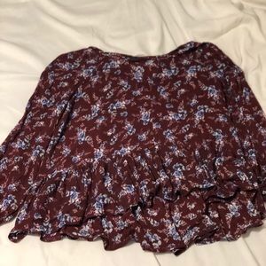 Long sleeve floral wine top